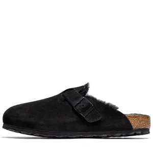 Birkenstock Boston en daim avec doublure en mouton - Noir