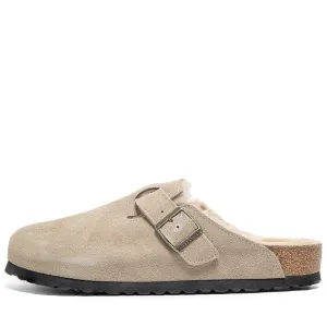 Birkenstock Boston Doublure en daim et mouton - Sable taupe