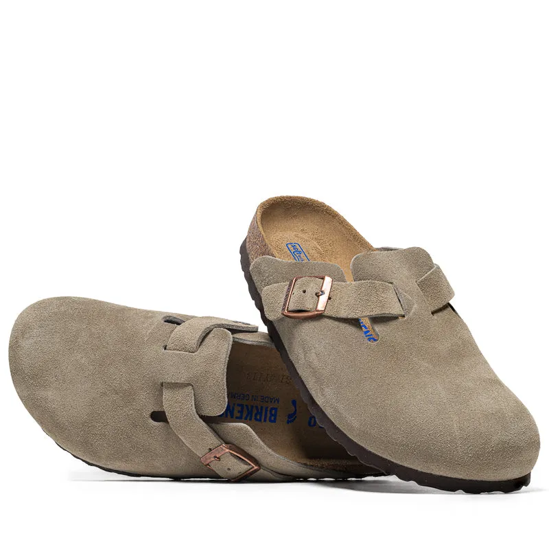 Birkenstock Boston Semelle souple en daim - Taupe