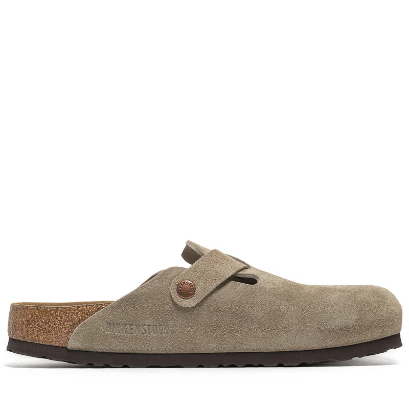 Birkenstock Boston Semelle souple en daim - Taupe