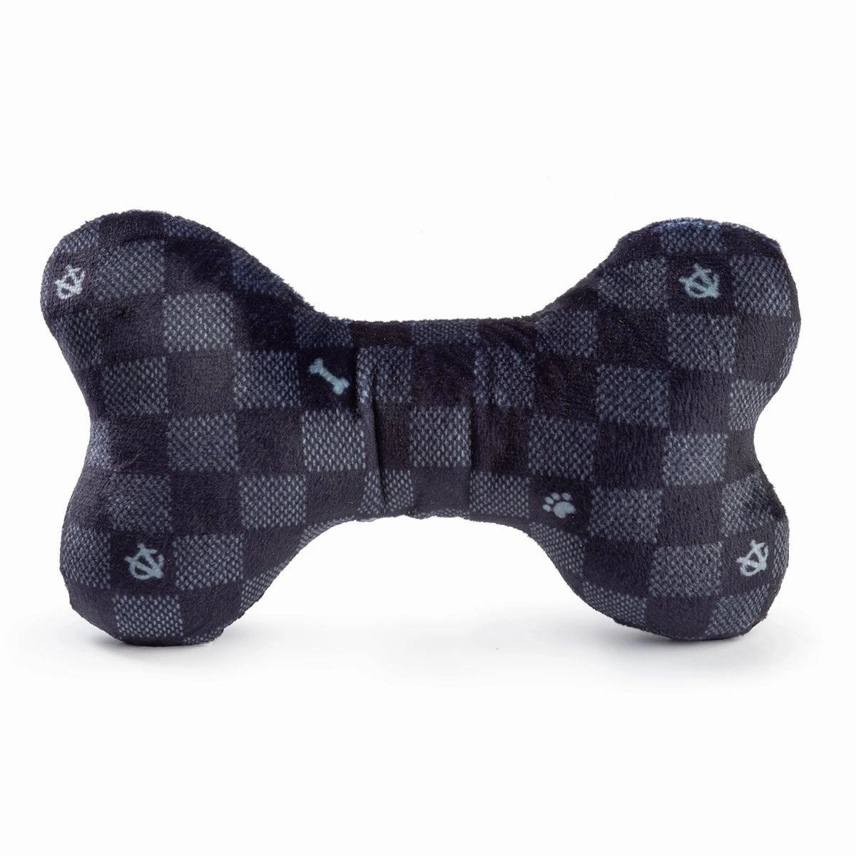 Black Checker Chewy Vuiton Bone Dog Toy