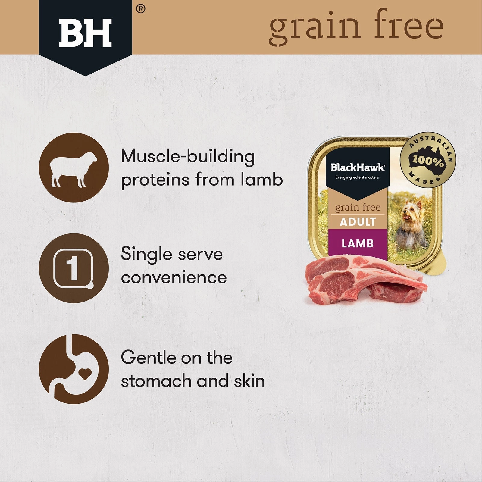 Black Hawk Grain Free Dog Food Tray Lamb