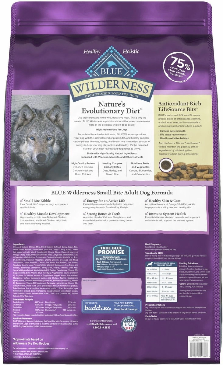 Blue Buffalo Wilderness Wholesome Grains Chicken Small Bite Recipe Adult Dry Dog Food