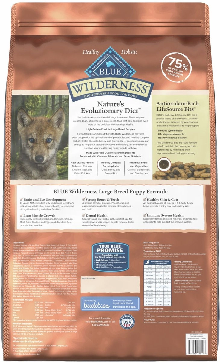 Blue Buffalo Wilderness Wholesome Grains Large Breed Puppy Chicken Recipe Dry Dog Food