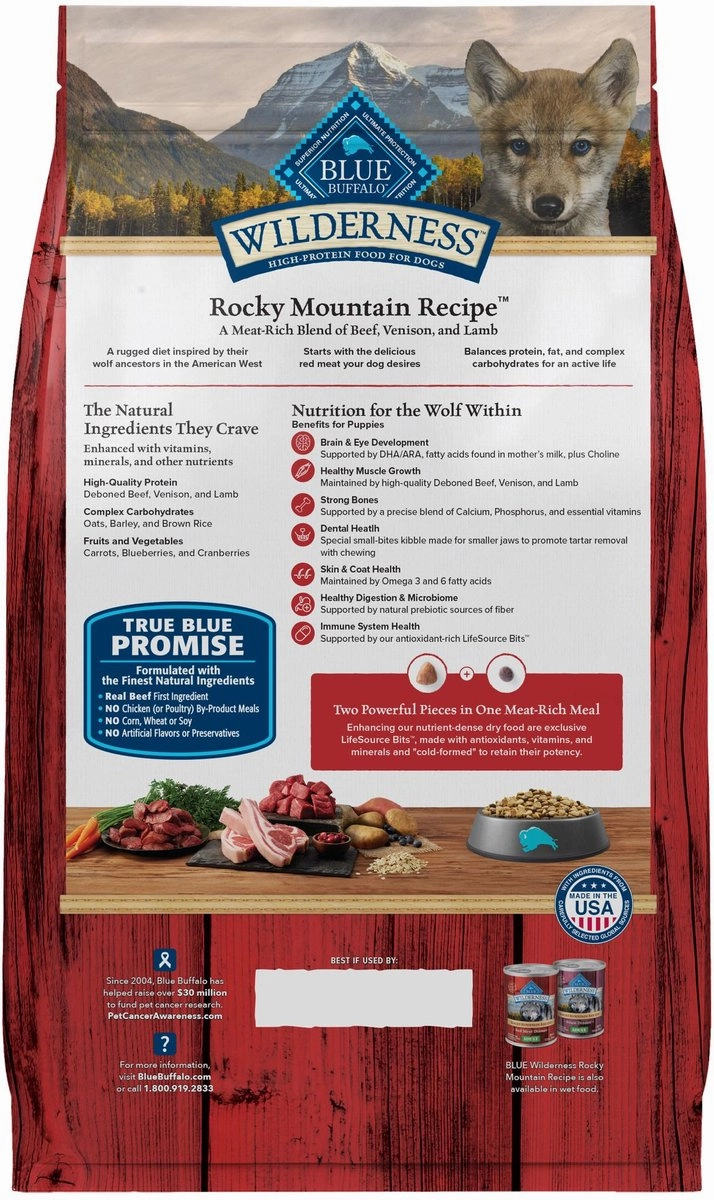 Blue Buffalo Wilderness Wholesome Grains Puppy Rocky Mountain Red Meat Recipe Dry Dog Food