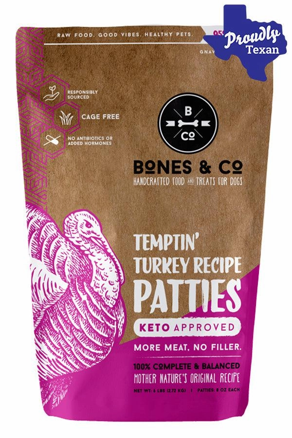 Bones and Co. Temptin' Turkey Patties Frozen Raw Dog Food