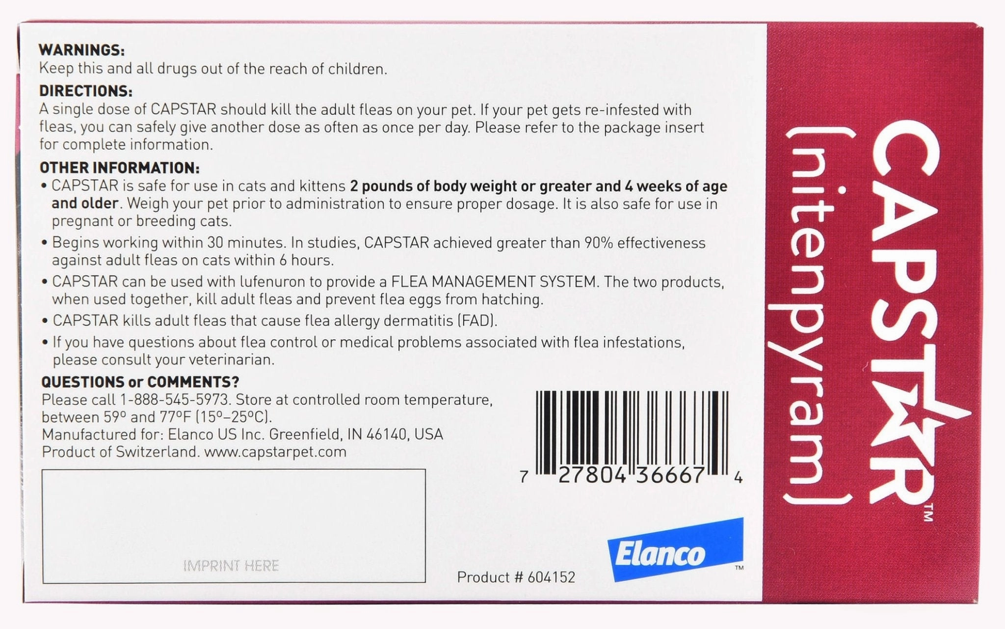 Capstar Flea Tablet for Cats, 6 Count