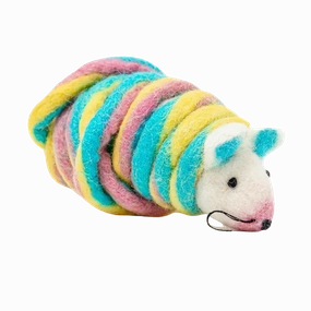 Cat In the Box LLC Wool Mouse 6' Tail Cat Toy - Unicorn Swirl