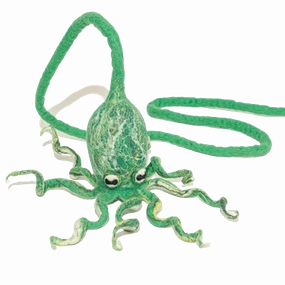 Cat In the Box LLC Wool Octopus Cat Toy W/ 4' Tether - Sea Kelp Green