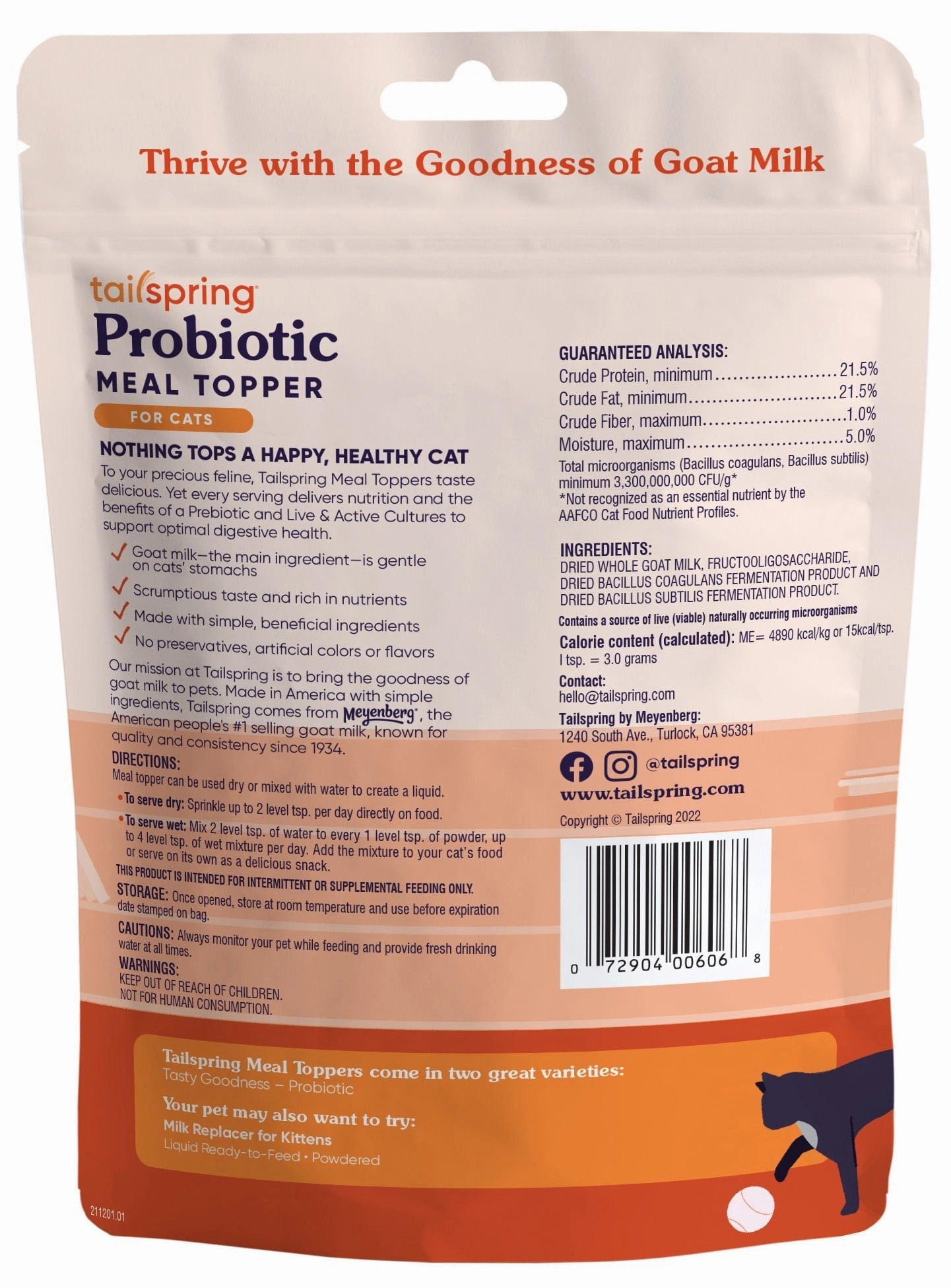 Cat Probiotic Tailspring Meal Topper, 4 oz