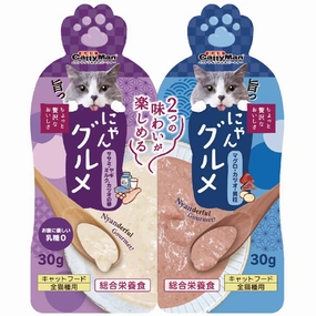 CattyMan Complete Twin Pouch (Tuna, Bonito & Scallop   Chicken, Goat Milk & Fish Roe) Cat Treats 60g