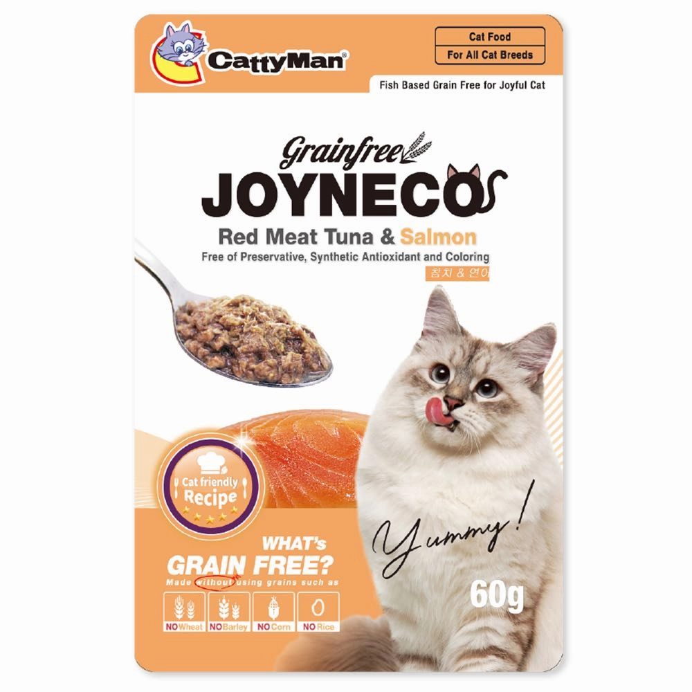 CattyMan Joyneco Red Meat Tuna & Salmon Grain-Free Pouch Cat Food 60g x 12