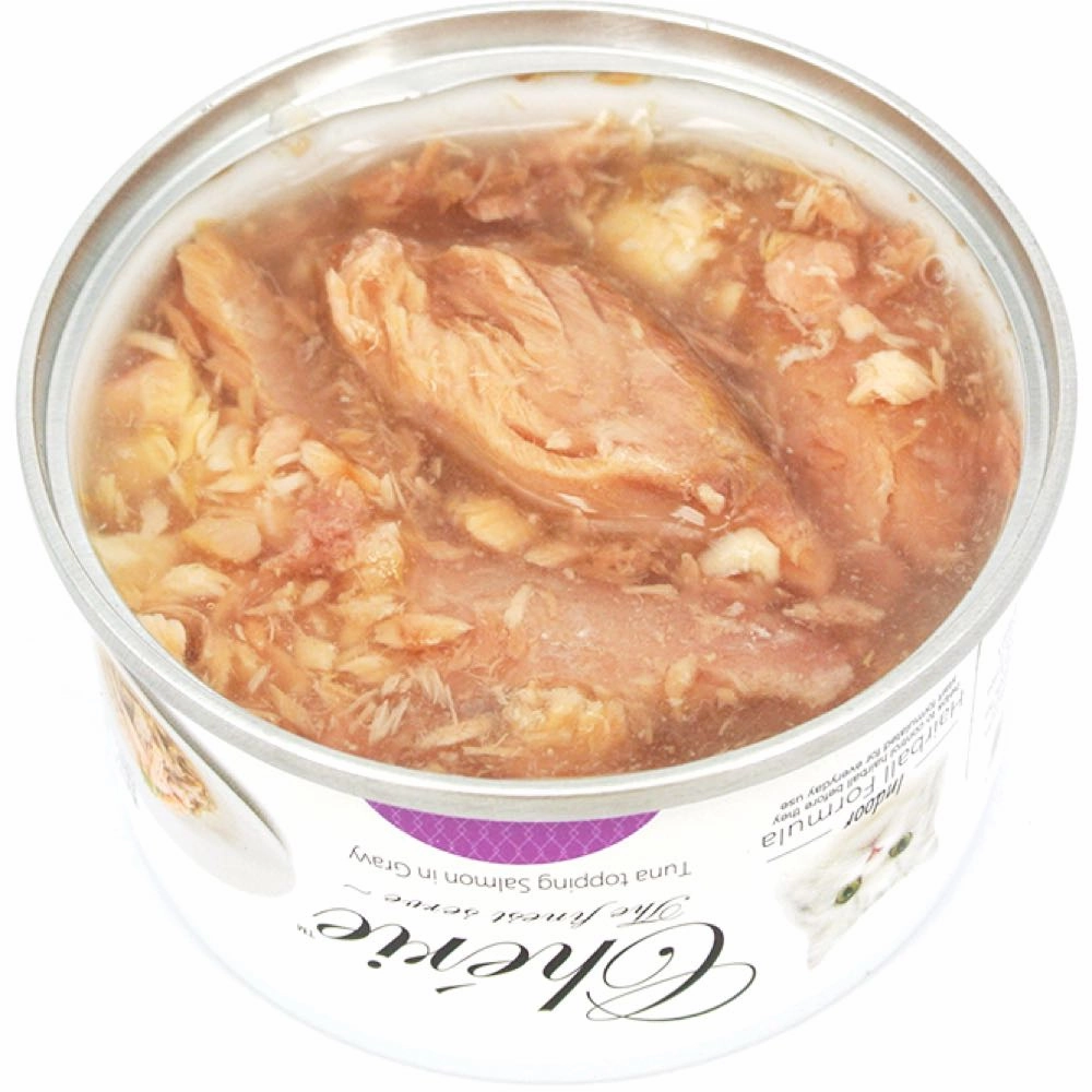 Cherie Hairball Formula Tuna Topping Salmon In Gravy Canned Cat Food 80g