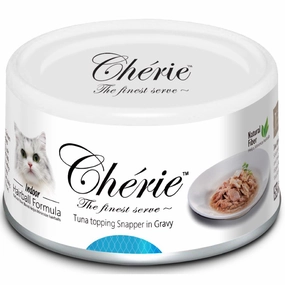 Cherie Hairball Formula Tuna Topping Snapper In Gravy Canned Cat Food 80g