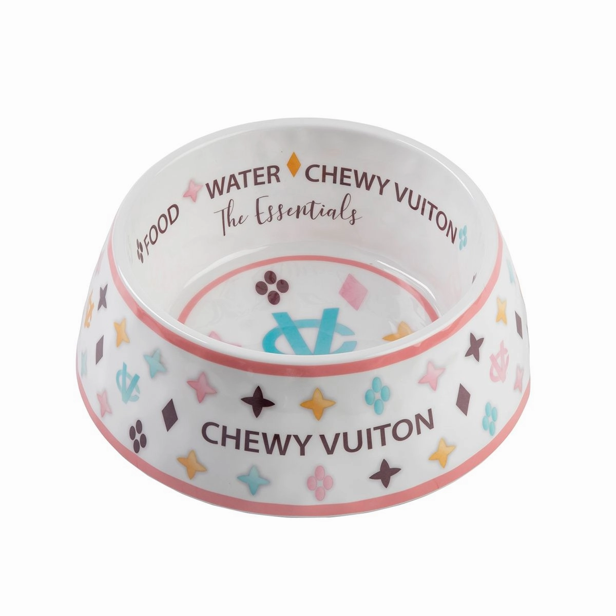 Chewy Vuiton White Dog Bowl Set Of Two