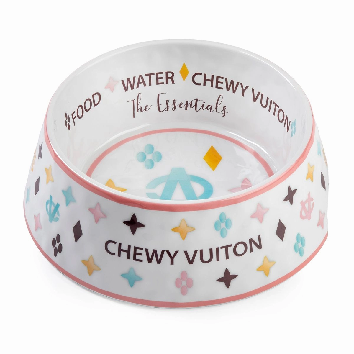 Chewy Vuiton White Dog Bowl Set Of Two