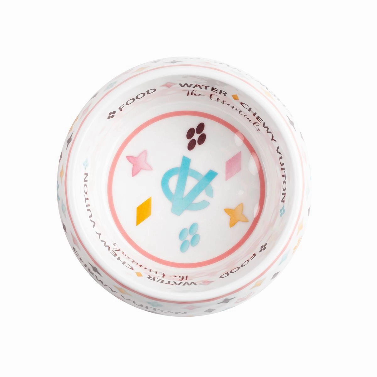 Chewy Vuiton White Dog Bowl Set Of Two