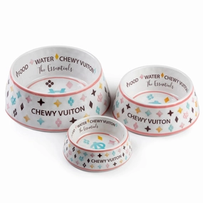 Chewy Vuiton White Dog Bowl Set Of Two