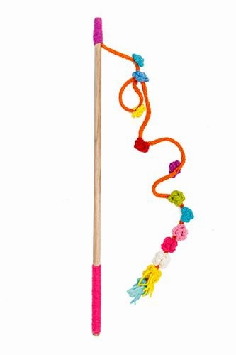 Chilly Dog Wooly Cat Wand Toy - Flower/Pom Pom