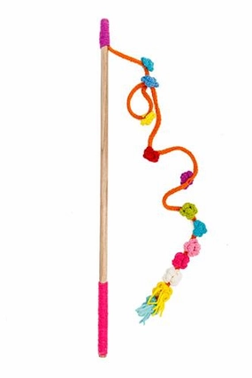Chilly Dog Wooly Cat Wand Toy - Flower/Pom Pom