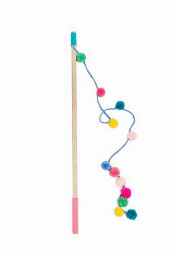 Chilly Dog Wooly Cat Wand Toy - Flower/Pom Pom