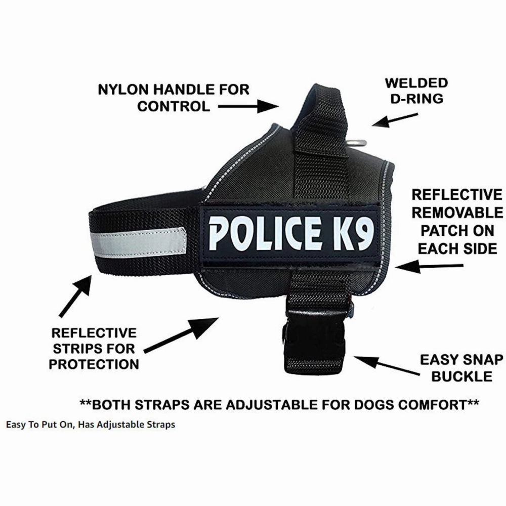 Chullbull K9 Police Buckle Harness for Dogs (Black)