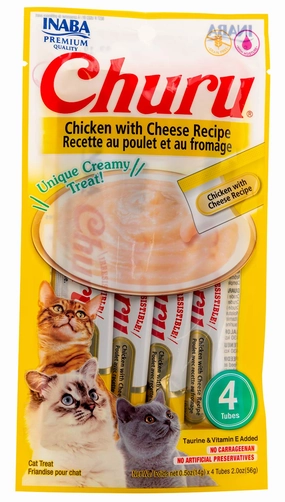 Churu Chicken with Cheese Puree Lickable Cat Treat, 4 pk