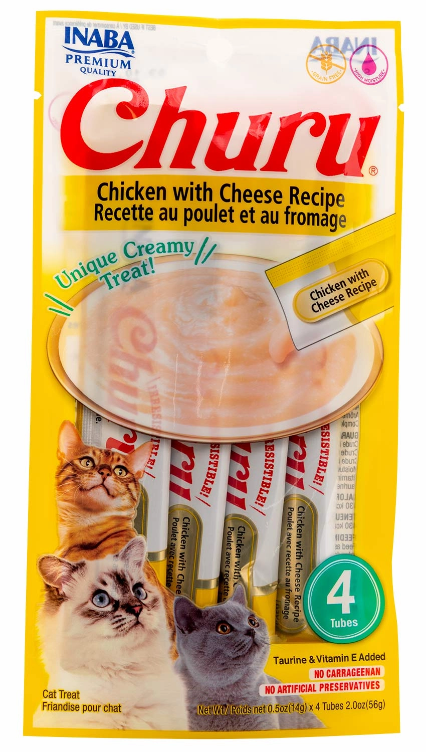 Churu Chicken with Cheese Puree Lickable Cat Treat, 4 pk
