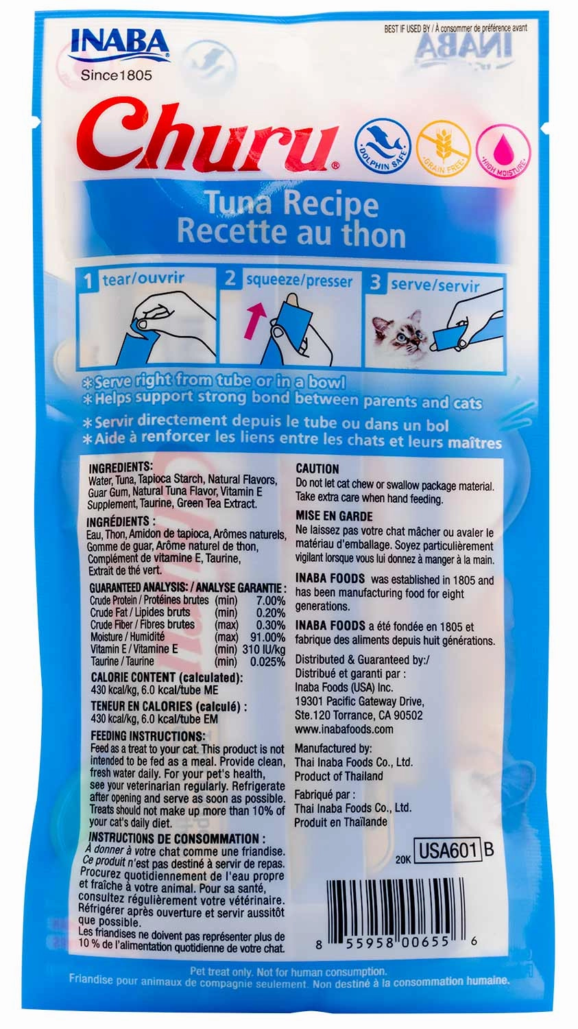Churu Tuna Puree Lickable Cat Treat, 4 pk