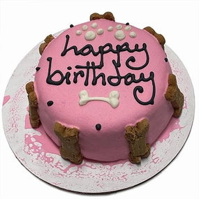 Classic Dog Birthday Cake Pink