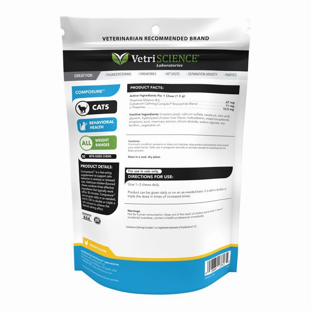 Composure Calming Support Formula for Cats, 30 Bite Sized Soft Chews