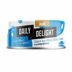 Daily Delight Pure Skipjack Tuna White & Chicken with Salmon Canned Cat Food 80g