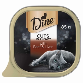 Dine Cat Food Tray Cuts in Gravy with Beef & Liver