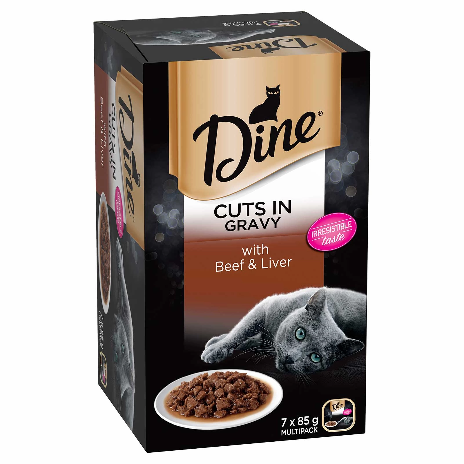 Dine Cat Food Tray Cuts in Gravy with Beef & Liver