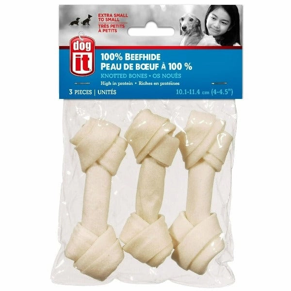 Dogit White Beefhide Knotted Bones for Dogs