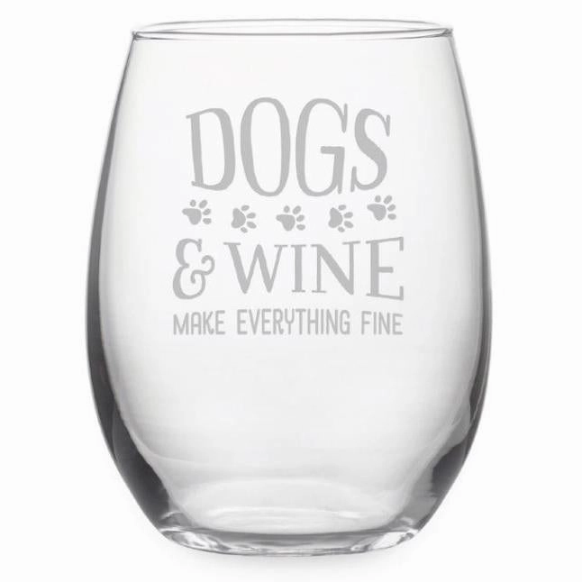 Dogs And Wine Stemless Wine Glasses, Set Of 4