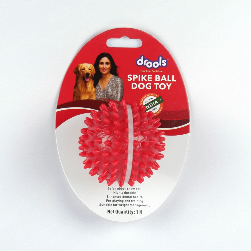 Drools Non Toxic Rubber Stud Spike Hard Ball Chew Teething Toy for Puppies and Dogs | For Aggressive Chewers