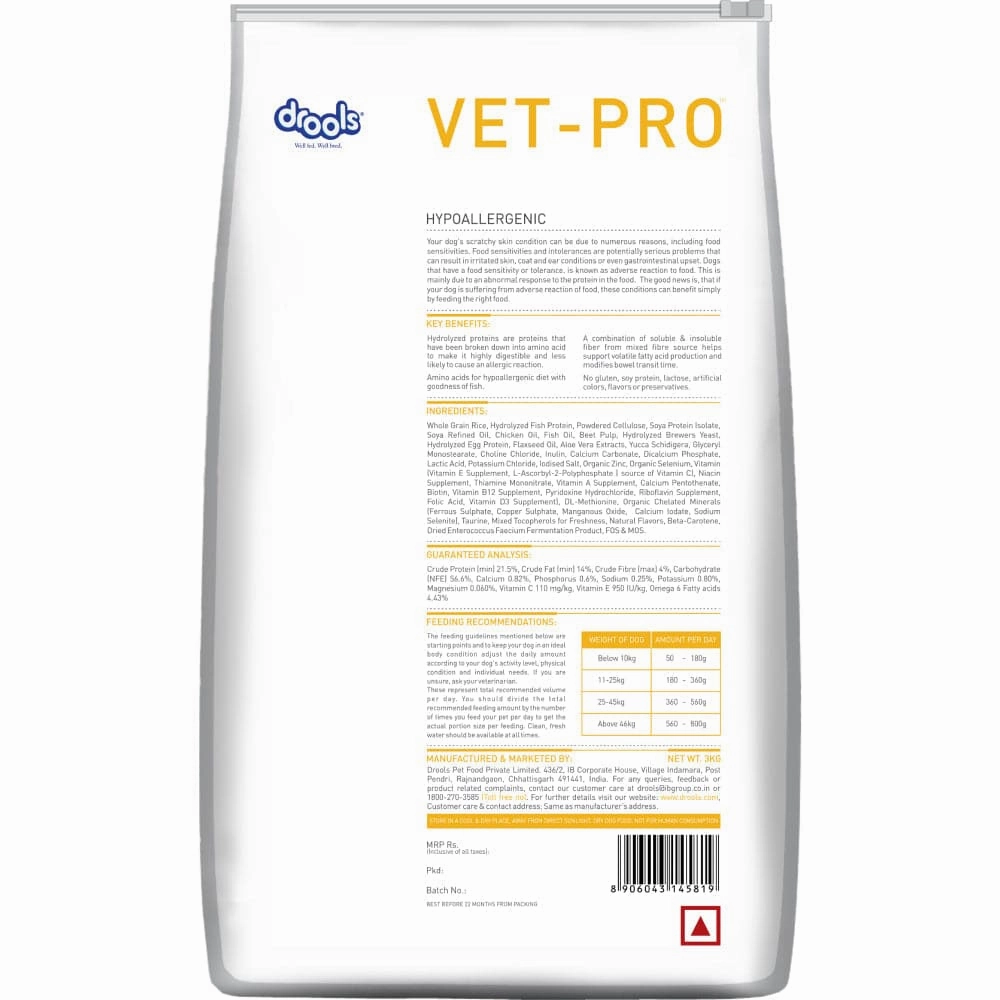 Drools VET PRO Hypoallergenic Adult Dog Dry Food