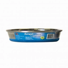 Durapet OurPets Premium Rubber-Bonded Stainless Steel Cat Dish - 16oz (1pt)