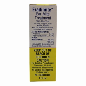 Ear Mite Treatment for Dogs, Puppies, Cats, Kittens and Rabbits, 1 fl oz