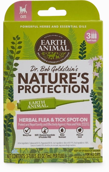 Earth Animal Flea & Tick CAT Herbal Spot On 3pk (.03oz/1ml per tube)