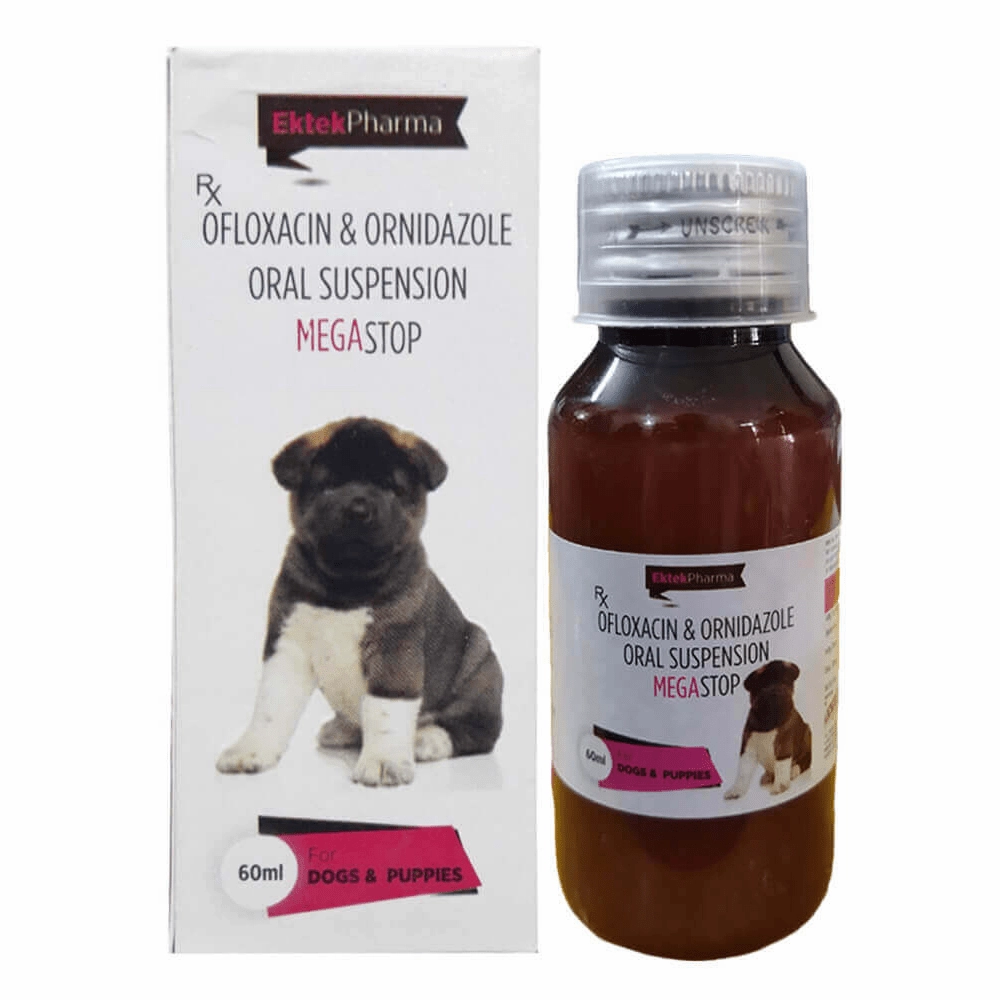 Ek Tek Mega Stop Syrup (Ofloxacin & Ornidazole) for Dogs and Puppies (60ml)