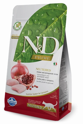 Farmina Prime N&D Natural & Delicious Grain Free Chicken & Pomegranate Neutered Adult Dry Cat Food