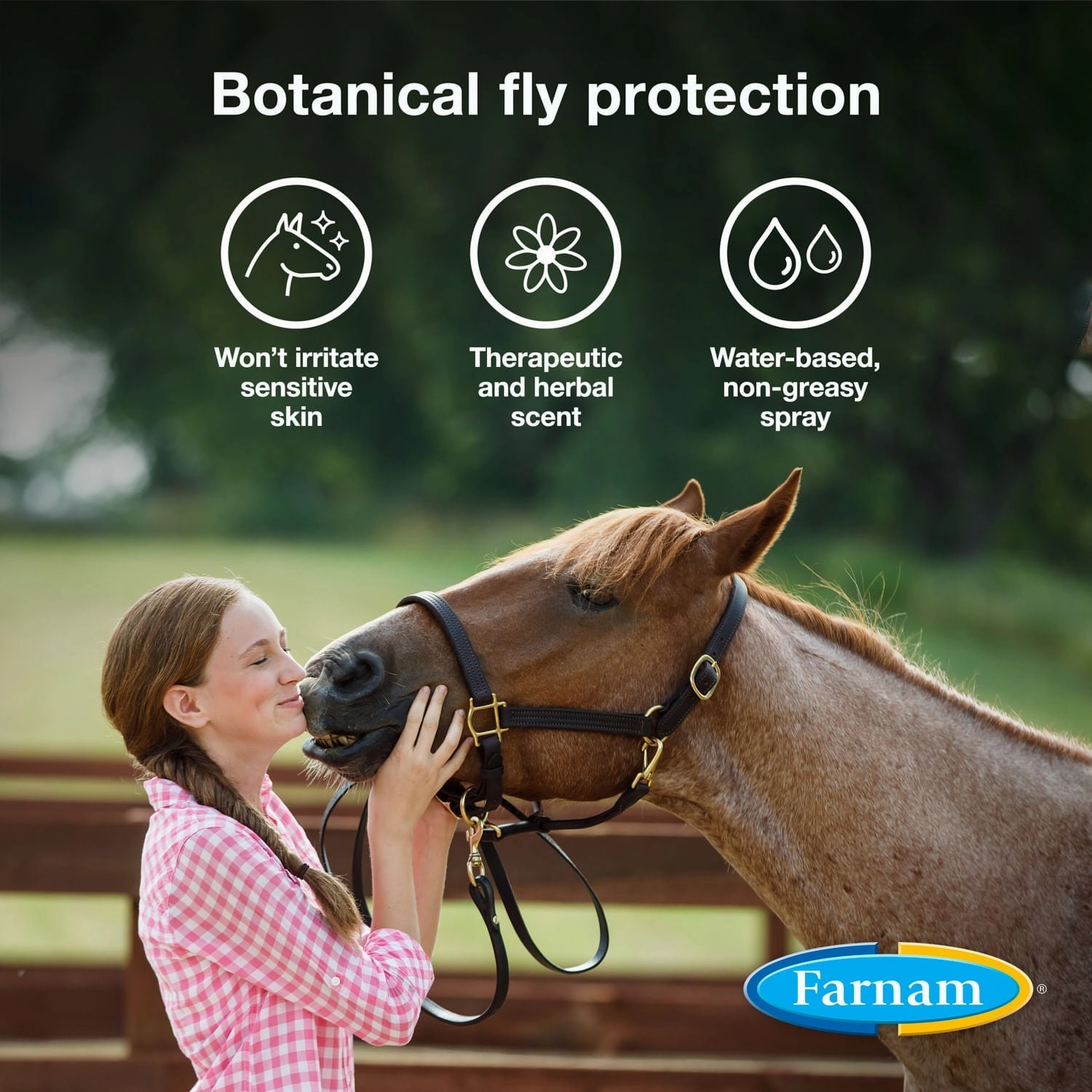 Farnam Equisect Water-Based Botanical Fly Repellent with Herbal Scent for Horses, Dogs and Cats