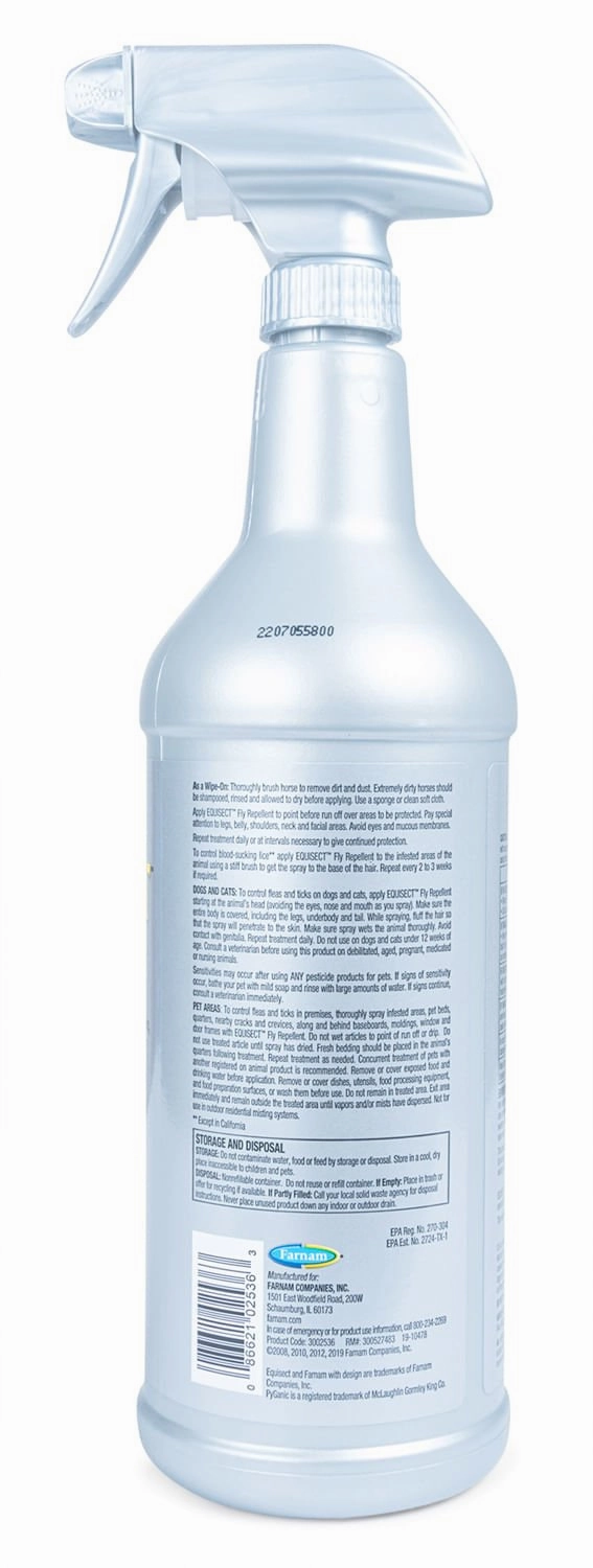 Farnam Equisect Water-Based Botanical Fly Repellent with Herbal Scent for Horses, Dogs and Cats