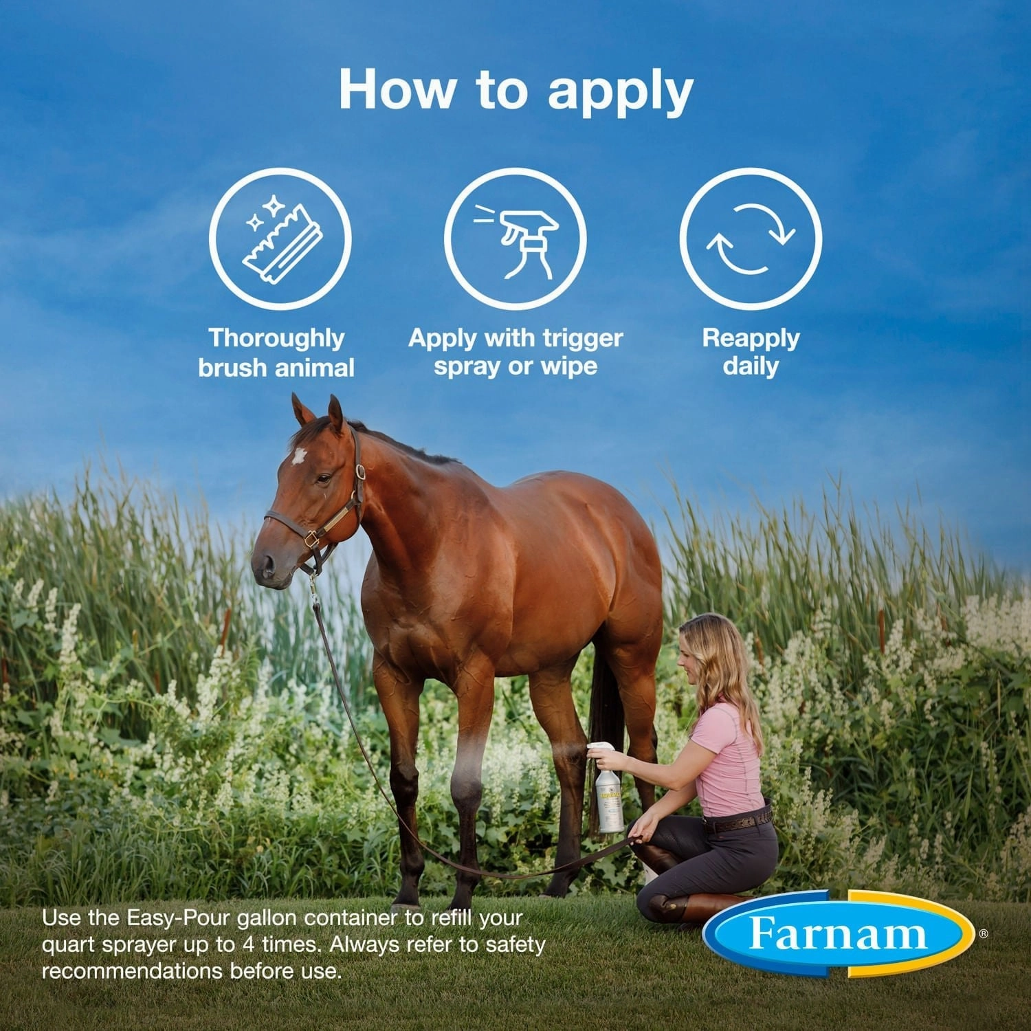 Farnam Equisect Water-Based Botanical Fly Repellent with Herbal Scent for Horses, Dogs and Cats