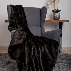 Faux Fur Dog Blanket Throw Chocolate