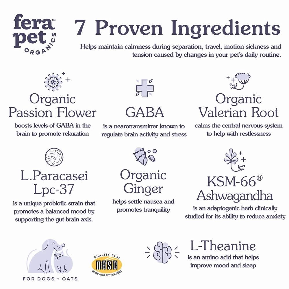 Fera Pets Calming Support Supplement Powder For Cats & Dogs 2.5oz