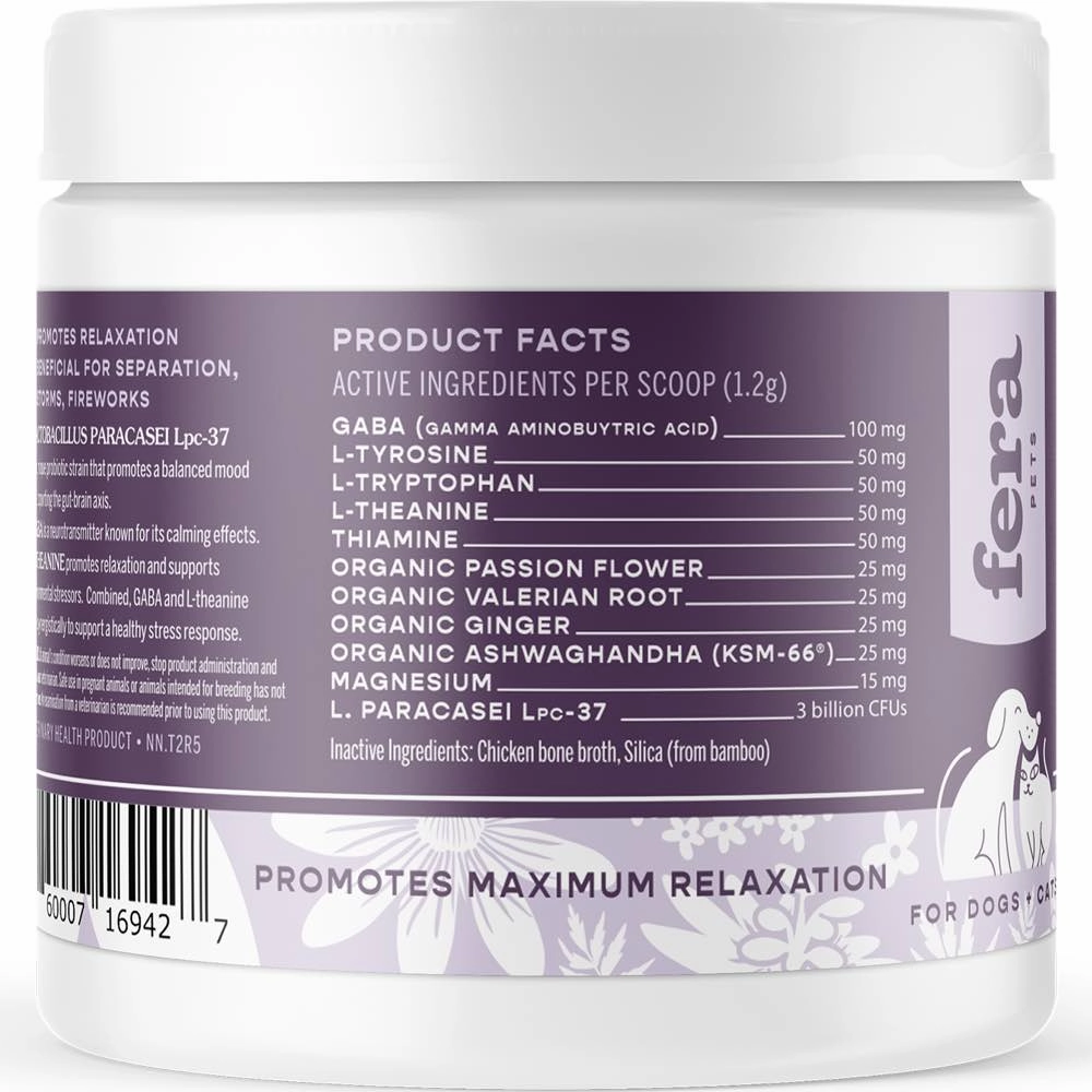 Fera Pets Calming Support Supplement Powder For Cats & Dogs 2.5oz