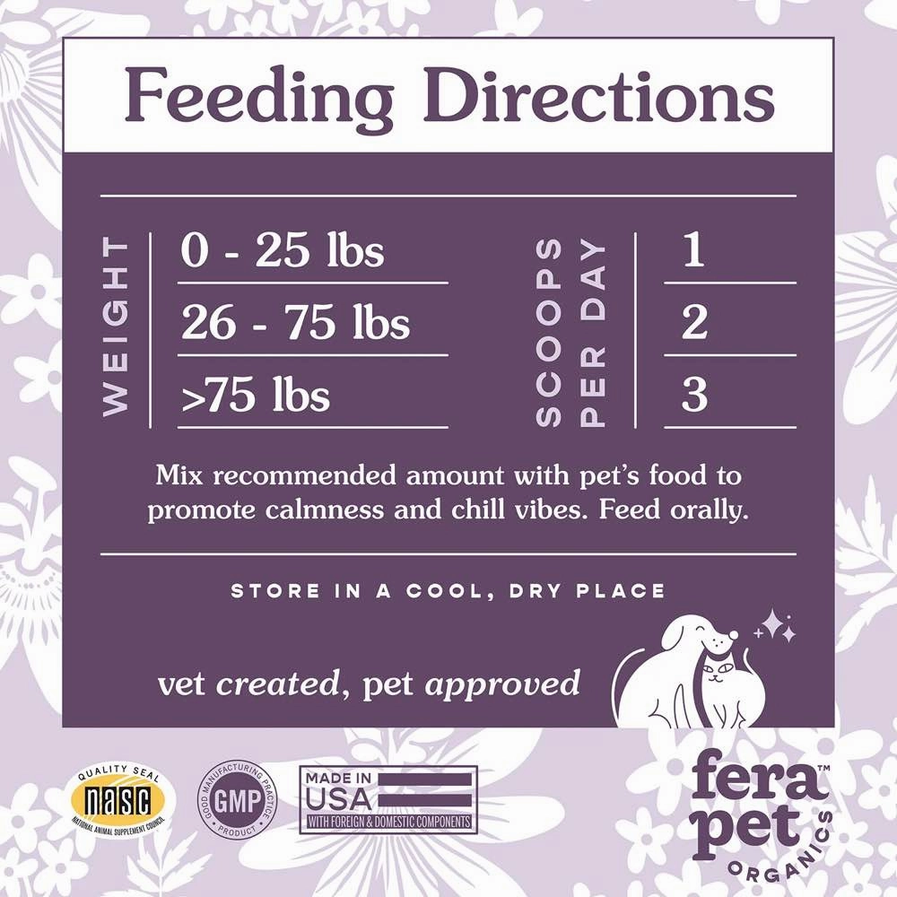 Fera Pets Calming Support Supplement Powder For Cats & Dogs 2.5oz